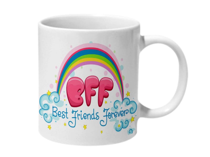 Multicolor Best Friends Forvever Rainbow Ceramic Mug