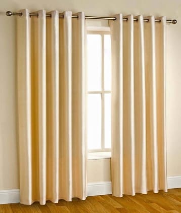 N2C Home Solid Semi-Transparent Eyelet Curtain 5 ft ( Pack of 2 ) - Cream
