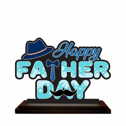 THE MAGICAL GIFTS Happy Father Day MDF Table Stand ? Wooden Desktop Gift with Hat Tie and Mustache Design |Size 4x6