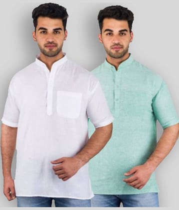 DESHBANDHU DBK - Multicolor Cotton Men's Shirt Style Kurta ( Pack of 2 )