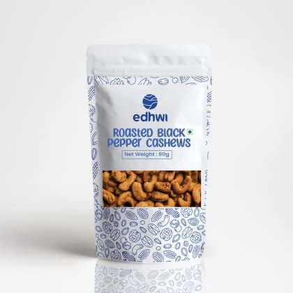 Edhwi Roasted Black Pepper Cashews, 80g | Bold & Spicy Flavor | Non-GMO, Gluten-Free | Perfect Healthy Snack for On-the-Go, Cooking, and Gifting | Rich in Protein, Fiber, and Essential Nutrients