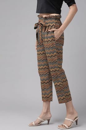 Women's Casual Printed Cotton Trouser Pant (Multicolor, S)-PID48593 Women's Casual Printed Cotton Trouser Pant (Multicolor, S)-PID48593