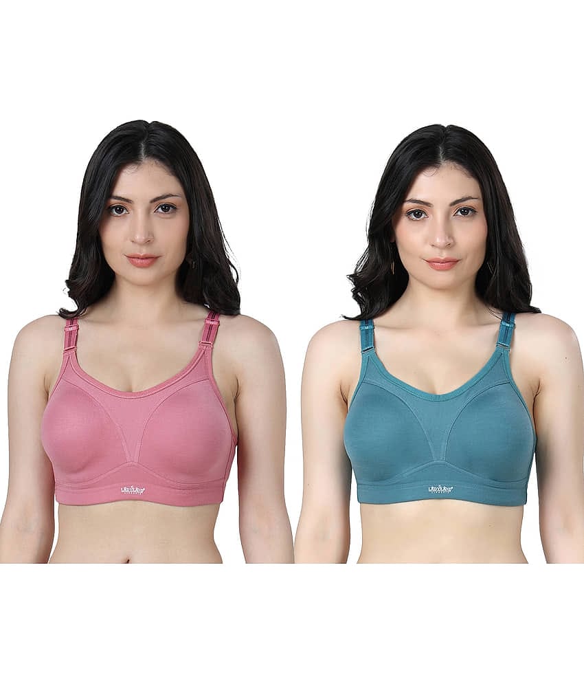 Ladyland Pack of 2 Cotton Blend Non Padded Everyday Bra For Women ( Multicolor )