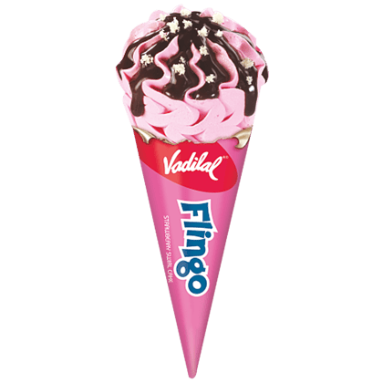 Vadilal Flingo Strawberry Swirl Cake Cone Ice Cream, 110 Ml