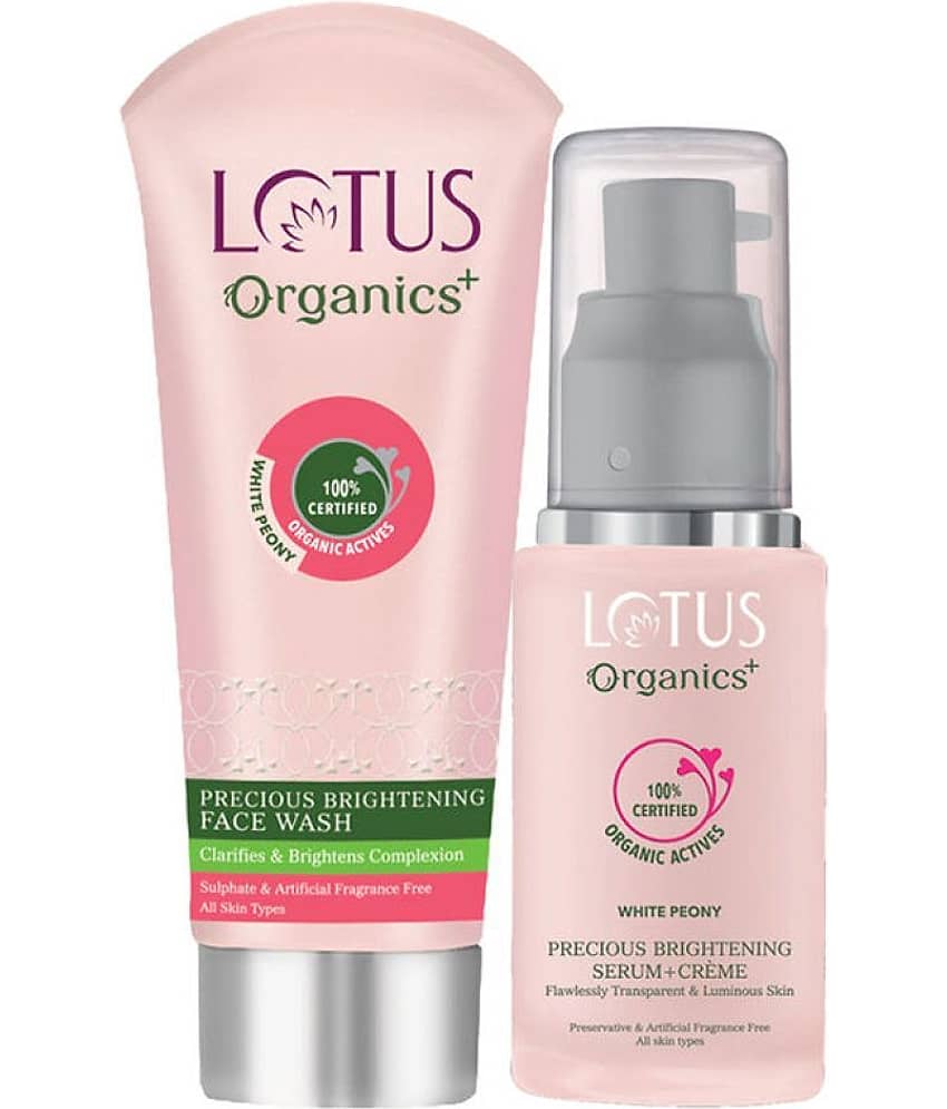 Lotus Organics+ Precious Brightening Face Wash 100g & Serum+Cream 30ml (Pack of 2)