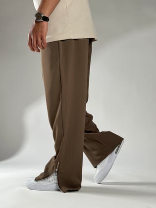 Brown Korean Street fit ice silk viscose Jogger pants-Small / Brown / BROWN KOREAN STREET FIT ICE SILK VISCOSE JOGGER PANTS