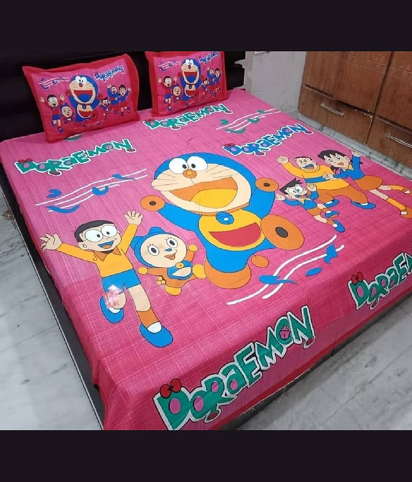 PETROSOLY Cotton 1 Double Queen Bedsheet with 2 Pillow Covers ( Multicolor )