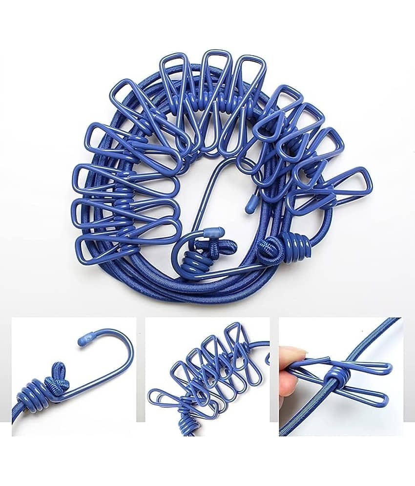 12-Clip Cloth Drying Rope - Clothesline (Pack of 1)