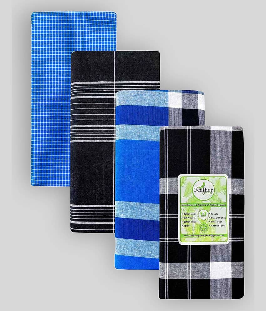 Feather Green Multi Lungi PAck of 4