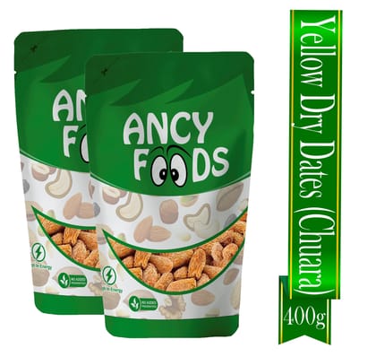 Ancy Peela Chuara 400 Grams (200 Grams X 2) - Traditional Yellow Dry Dates | Peela Sukha Khajoor Known For Their Natural Sweetness | Widely Used in Indian Kitchens for Sweets, Kheer, and Heal
