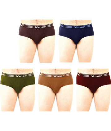 XMER Pack of 5 Cotton Briefs For Men's ( Multicolor )