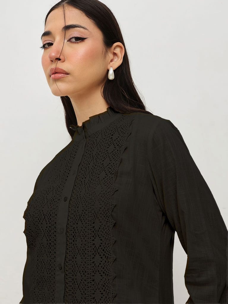 Black Lace-Trim Tunic - Kurtis, Tunics | Buy online on ZillyBuy