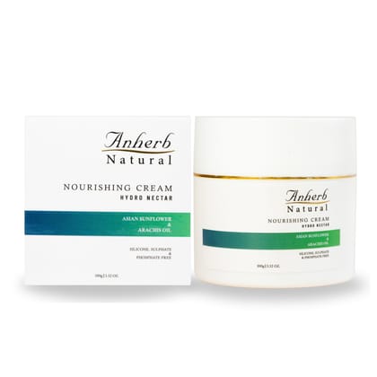 Anherb Natural Hydro Nectar Nourishing Cream, Intensive 24-Hour Hydration, Sunflower Oil, Arachis Oil, Milk, Honey & Shea Butter - 100g Anherb Natural Hydro Nectar Nourishing Cream, Intensive 24-Hour Hydration, Sunflower Oil, Arachis Oil, Milk, Honey & Shea Butter - 100g