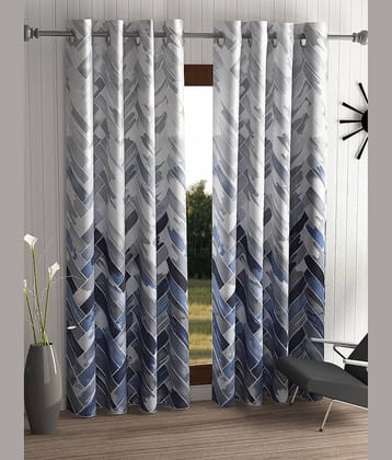 Home Sizzler Set of 2 Long Door Semi-Transparent Eyelet Polyester Grey Curtains ( 274 x 116 cm )