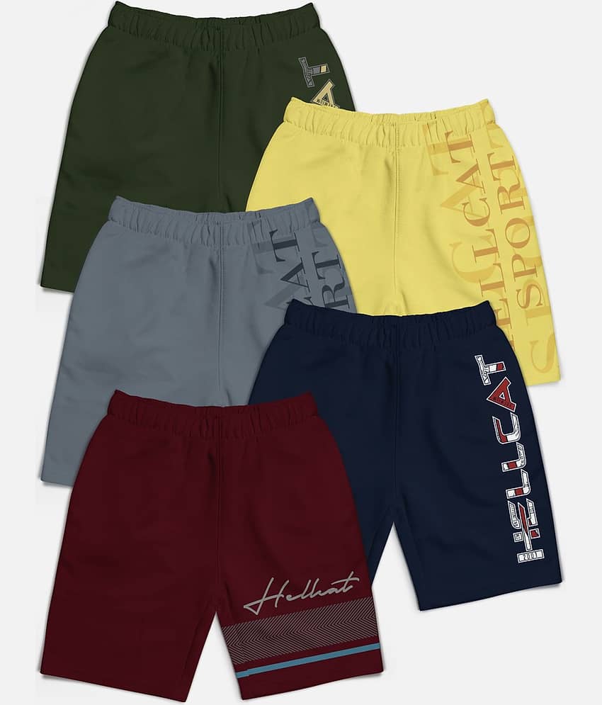 HELLCAT Pack of 5 Cotton Blend Shorts For Boys ( Multicolor )