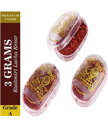 Lion Brand Grade A Kashmiri Lacha Kesar/Saffron VALUE PACK Grade A Kashmiri Lacha Kesar/Saffron 39 gm Pack of 3