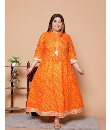 Avnii Women Cotton Printed Gown ( Orange )