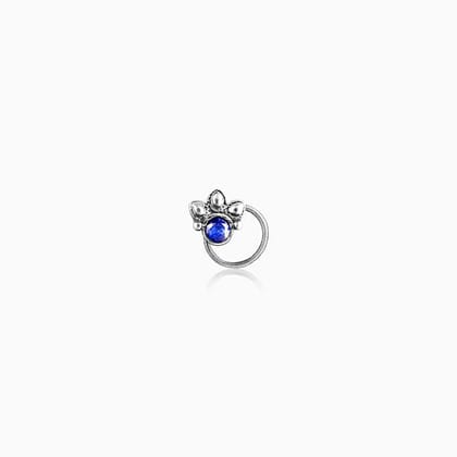 Oxidised Silver Blue Ocean Nose Pin