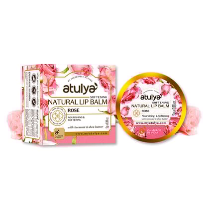 Atulya Rose Natural Lip Balm| Softening and Nourishing - 5gm