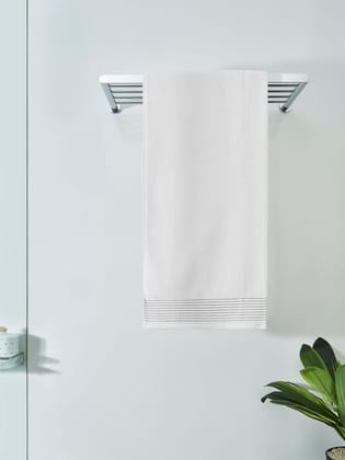 DDECOR - Platina Collection 100% Cotton Bomboo Plains And Textures Pattern 520TC Bath Towel |75 CM X 150 CM| - White