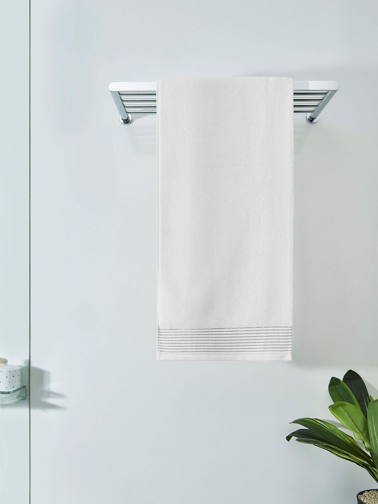 DDECOR - Platina Collection 100% Cotton Bomboo Plains And Textures Pattern 520TC Bath Towel |75 CM X 150 CM| - White