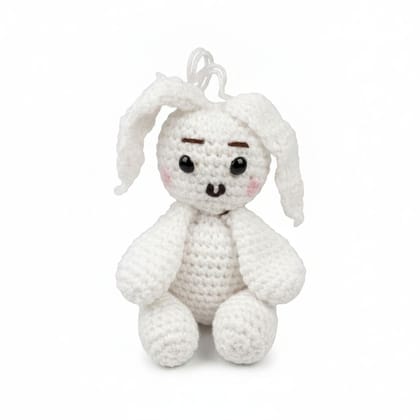 Crocheted White Teddy Key Chain