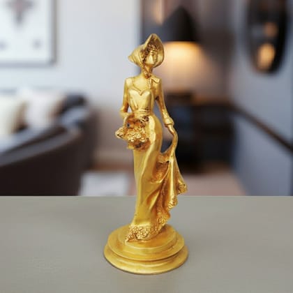 Brass Showpiece Lady Statue, Height : 14 Inch (BSMAS853 A)