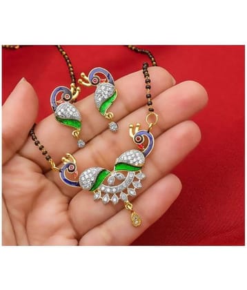 Darshini Designs multicolour peacock design mangalsutra set for women with 18 inches length chain
