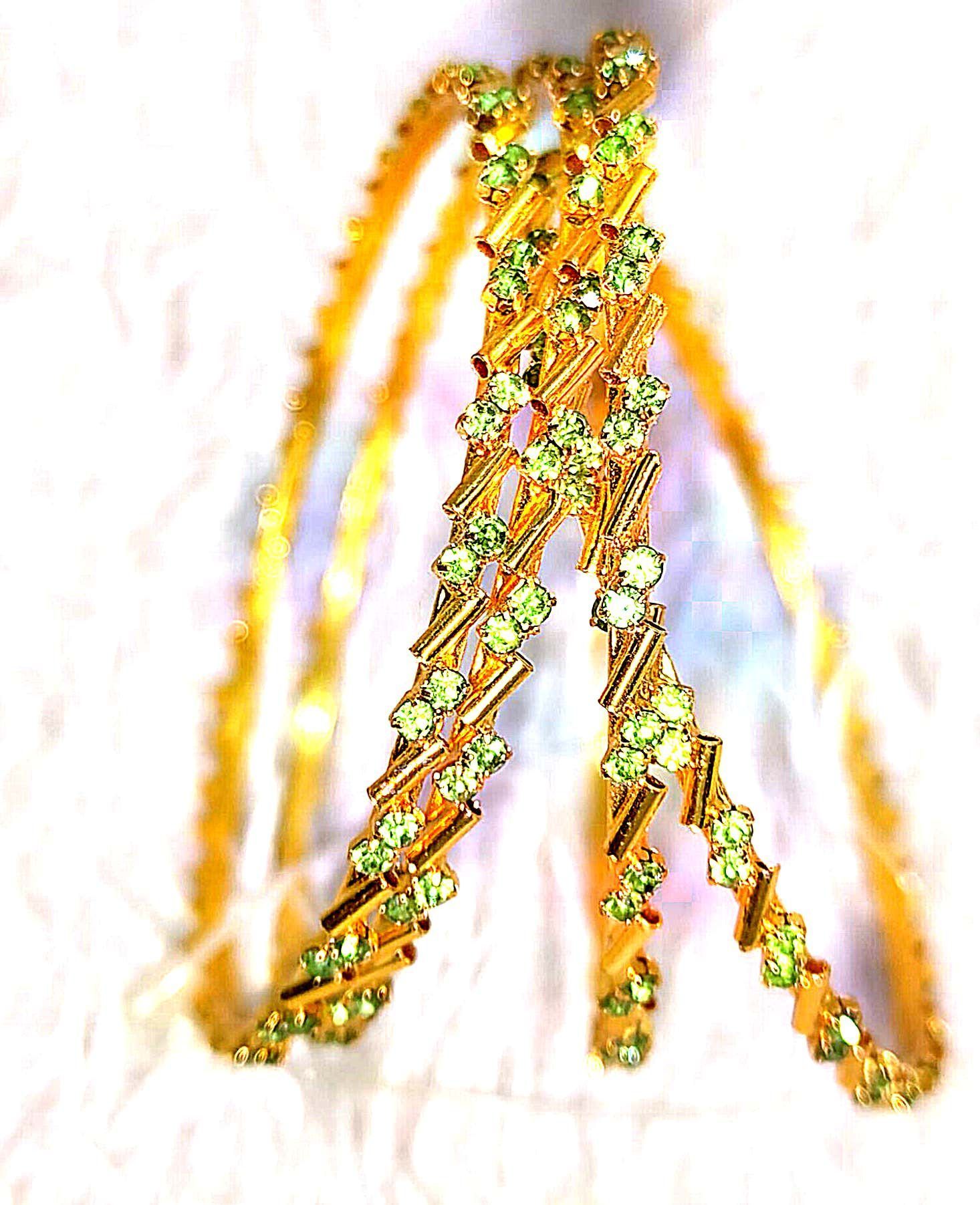 Gold Plated Green Bangle Set