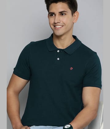 Merriment Pack of 1 Cotton Blend Regular Fit Solid Half Sleeves Men's Polo T Shirt ( Green )
