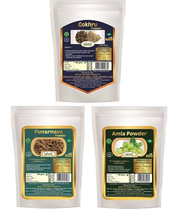 Biotic Gokhru, Punarnava and Amla Powder (100gms each) Powder 300 gm