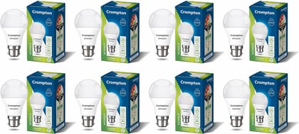 Crompton DynaRay 9W LED Bulb | B22 Base | Cool Day Light | High Voltage & Surge Protection | Pack of 8