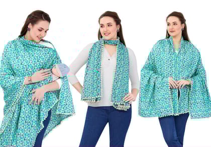 Women's Green Print Nursing Cover For Breastfeeding Multi Use-6030 . / Green / F