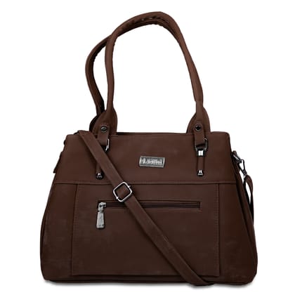 Jothi Roselle Premium Womens Handbag | Brushed Velvet & Synthetic Leather Tote | 3-Compartment Organizer | Adjustable & Detachable Sling Strap | Soft Base | Brown Jothi Roselle Premium Womens Handbag | Brushed Velvet & Synthetic Leather Tote | 3-Compartment Organizer | Adjustable & Detachable Sling Strap | Soft Base | Brown