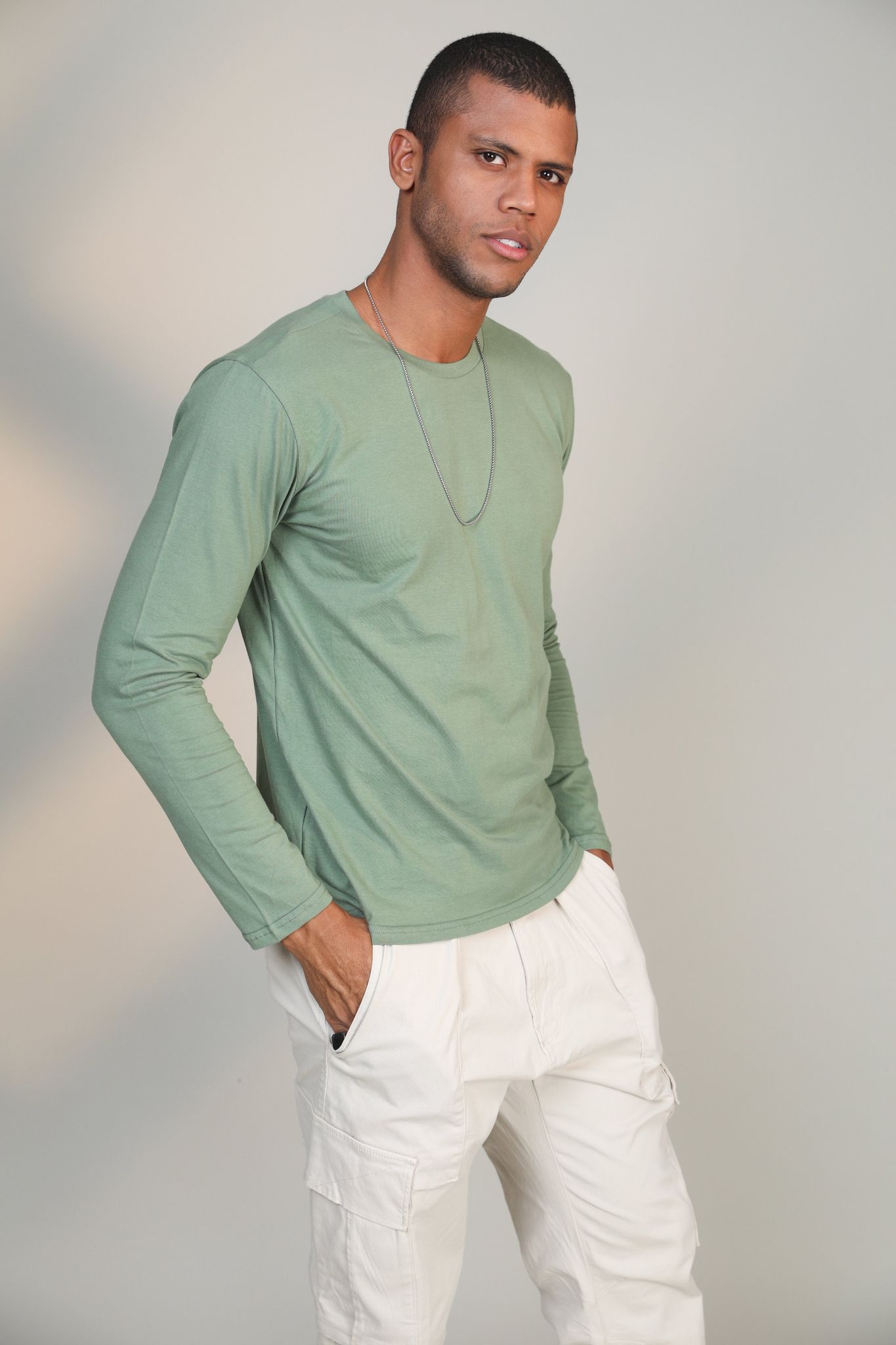 Pastel Green- Full sleeve t-shirt-XL