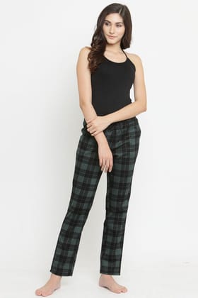 Green Solid Printed Checked Cotton Regular Fit Pyjama-s
