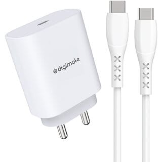 Digimate 45W Travel Adaptor with C2C Cable Compatible with Samsung (Charger & Cable, White)