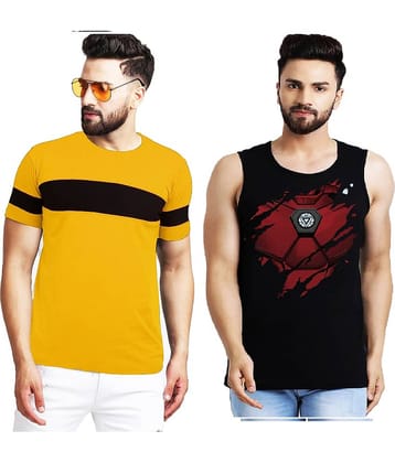 Leotude Pack of 2 Cotton Blend Regular Fit Men's T-Shirt ( Multicolor )