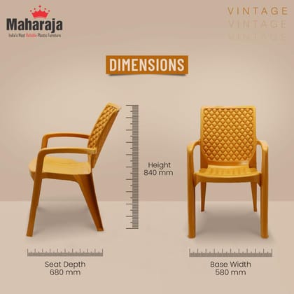 MAHARAJA Plastic Chair Set, Chair for Living Room, Home, Plastic Chair for Home with Arm Rest/Modern Stylish Design with Glossy & Matte Finish Bearing Capacity 200Kg.