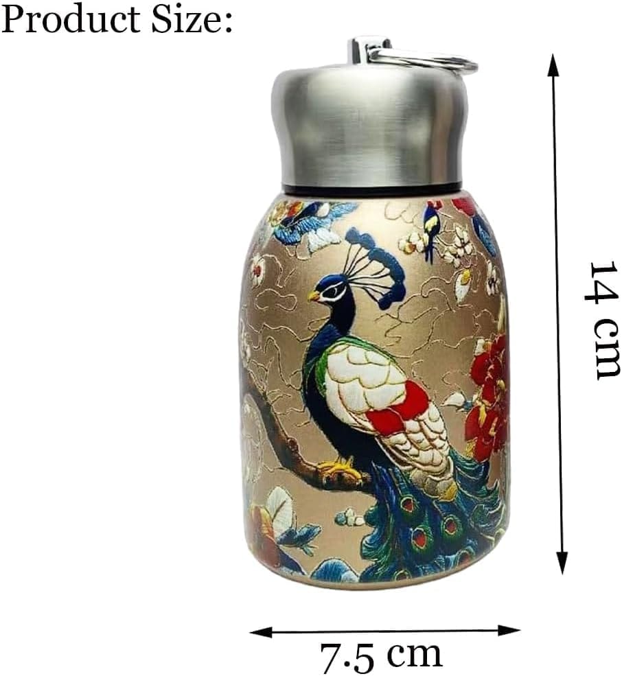 Elegant Butterfly Floral Mini Stainless Steel Vacuum Insulated Thermos Bottle- Multicolor Random Design