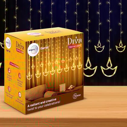 Wipro Garnet 3 metres Curtain LED 12 Diyas Festive Light