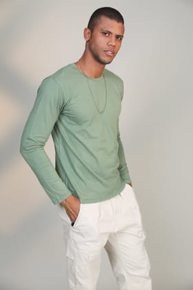 Pastel Green- Full sleeve t-shirt-XL