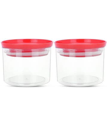 HomePro - Round Container | Airtight | Silicone Cap | Red | Plastic Utility Container | Set of 2 - 500 ml
