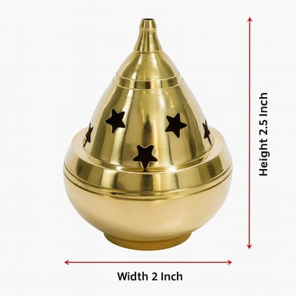 Brass Diyas for Home Decoration - Small Diya for Pooja � 2.5 Inch Akhand Kuber Diya with Star Cut Design � Traditional Brass Oil Lamp for Deepam, Vilakku, Diwali & Mandir Use