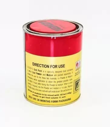 1001 GOLD PAINT DUAL PACK SOLVENT BASE I WALL IHigh Gloss Finish Paint for Interior Exterior Metal & Wood Surfaces with Fast Drying Anti-Rust & Complete Coverage (1 Ltr)