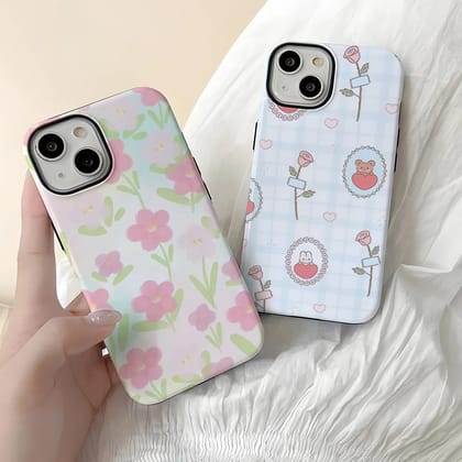 Cute Designes Floral Rose Flower Soft Silicone iPhone Glossy Case-iPhone 14 Pro Max / Left Design