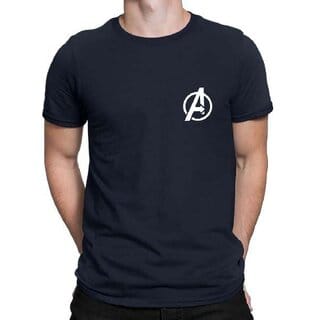 HIT SQUARE Avengers Navy Blue Pure Cotton Round Neck Printed For Men