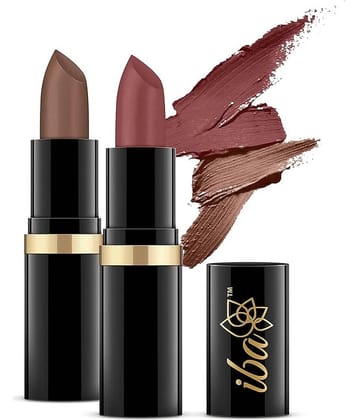Iba Pure Lips Moisture Rich Lipsticks - Nude Brown (A38 Brown Sugar and A42 Iced Mocha) (Pack of 2)