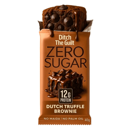Dutch Truffle Chocolate Protein Brownie • 12g Protein • Sugar Free & High Protein • Low Net Carbs • 40g Dutch Truffle Chocolate Protein Brownie • 12g Protein • Sugar Free & High Protein • Low Net Carbs • 40g