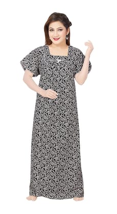 STYLACLUE Women's Pure Cotton Square Neck Printed Square Neck Nighty for Women